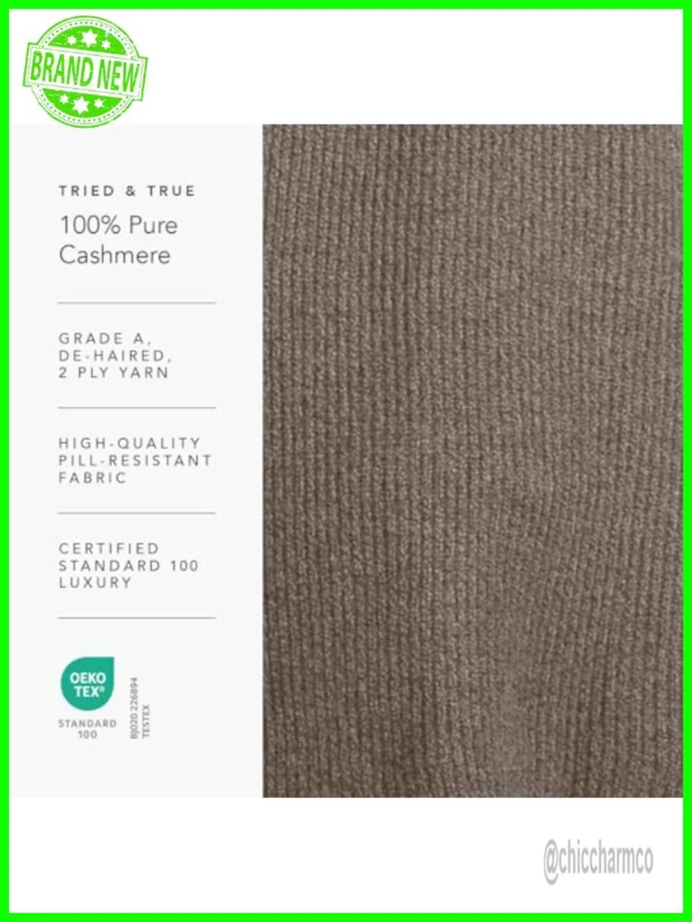 100% Pure Knit Ultra Plush Cashmere Gloves Ribbed Cuff
